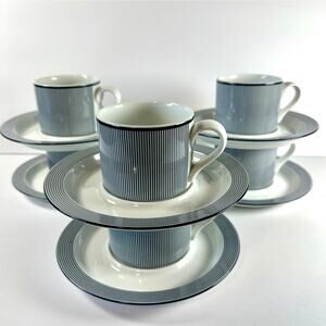 Dansk Bistro Ringsted Blue Flat Cup & Saucer Set of 6